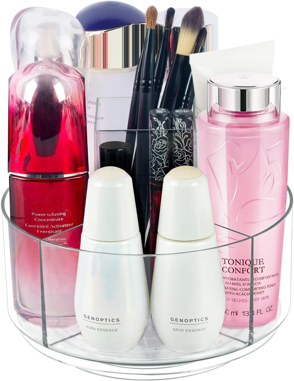 360° Rotating Makeup Organizer Clear Lazy Susan Organizer for Vanity, Cosmetic Display Cases for Bathroom Countertop, Makeup Storage Organisers, Desktop Dresser Sundries Storage Boxes