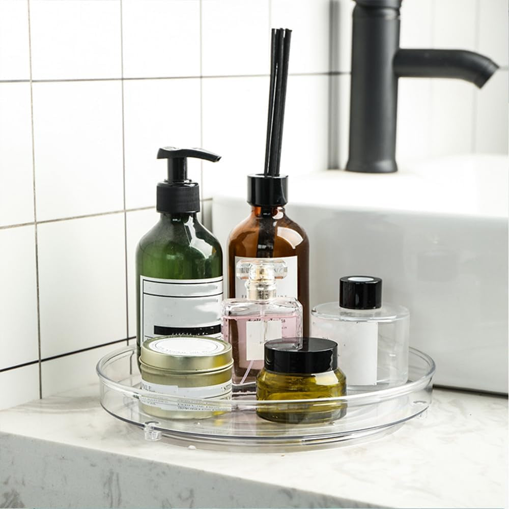 360 Rotating Makeup Organiser,Revolving Toiletry Organiser Storage Turntable Lazy Susan Makeup Stand, Vaity Cosmetic Organiser Tray for Perfume,Bedroom,Kitchen,Dressing Table Organiser