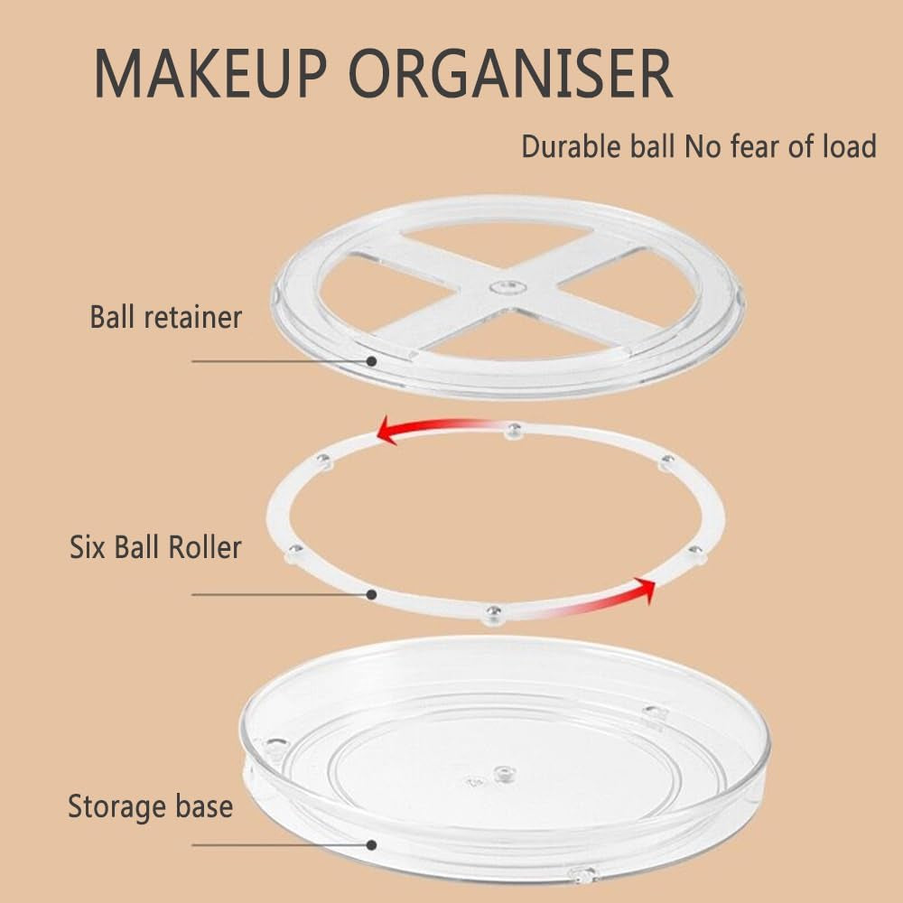 360 Rotating Makeup Organiser,Revolving Toiletry Organiser Storage Turntable Lazy Susan Makeup Stand, Vaity Cosmetic Organiser Tray for Perfume,Bedroom,Kitchen,Dressing Table Organiser