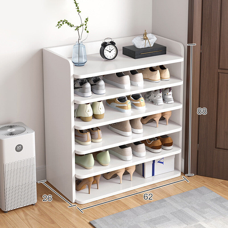 5-8 Tier White Wooden Hallway Shoe Rack Open Shelves Shoe Cabinet Storage Unit