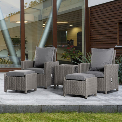 5 Pcs Outdoor Garden Rattan Sofa Lounge Footstool Cooler Bar Coffee Table Set
