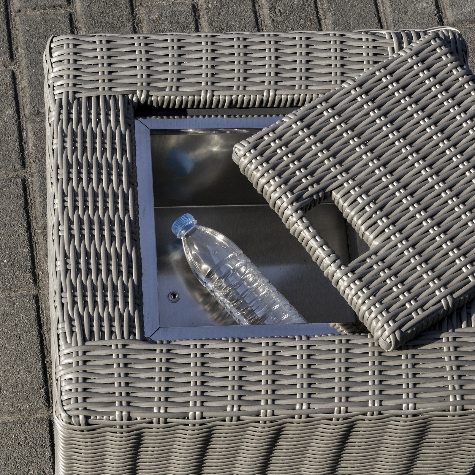 5 Pcs Outdoor Garden Rattan Sofa Lounge Footstool Cooler Bar Coffee Table Set