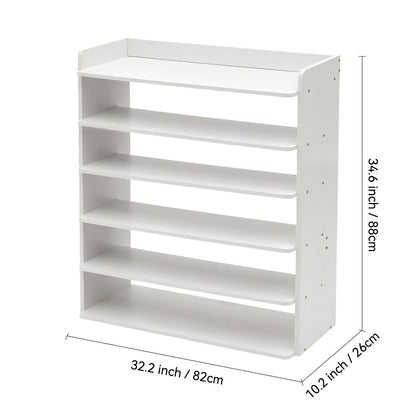 5-8 Tier White Wooden Hallway Shoe Rack Open Shelves Shoe Cabinet Storage Unit