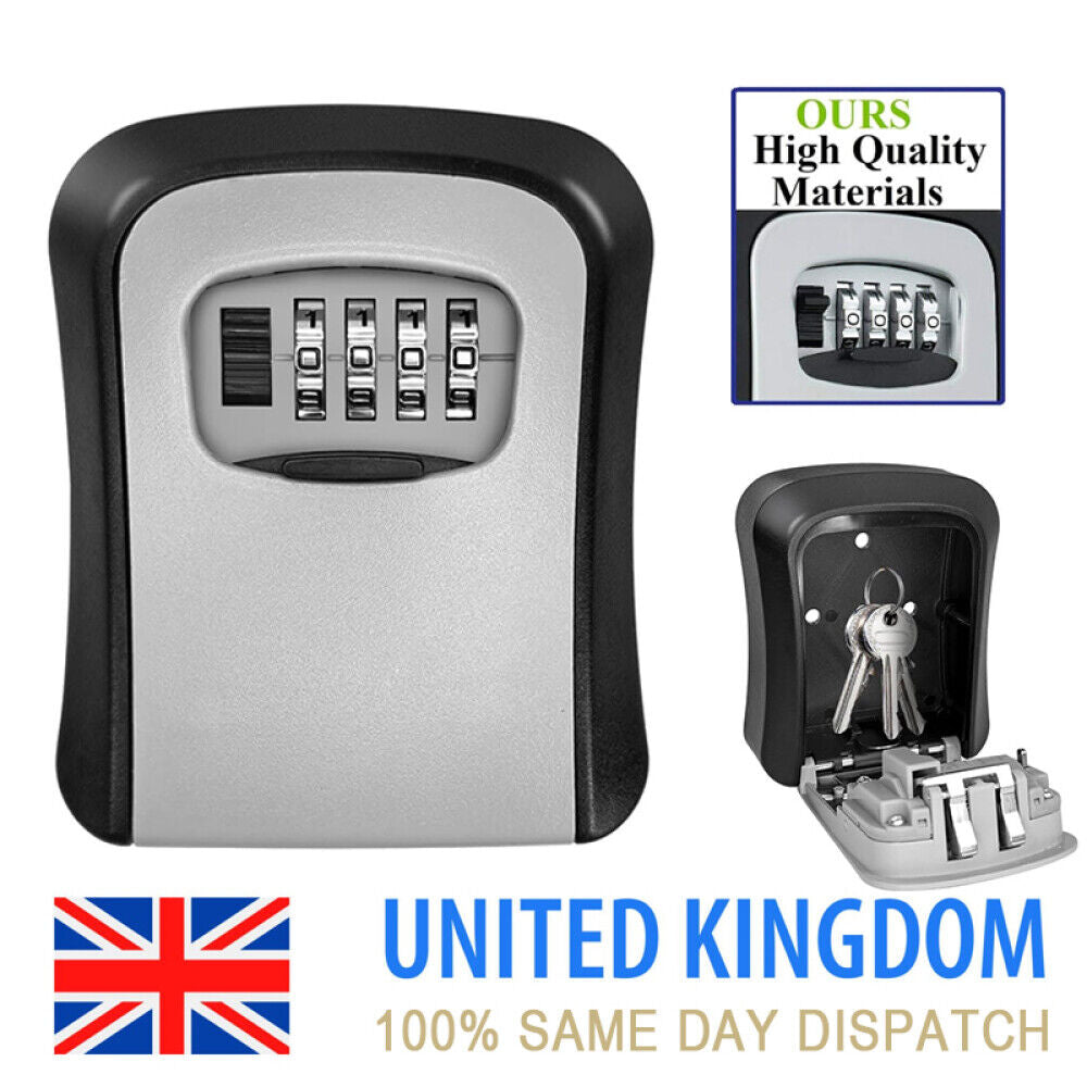 Wall Mounted Key Safe - 4 Digits Combination Key Safe Outdoor Key Lock Box UK