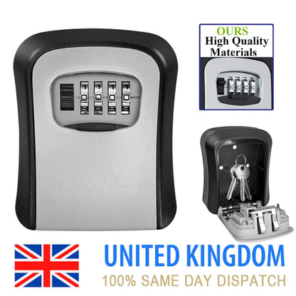 Wall Mounted Key Safe - 4 Digits Combination Key Safe Outdoor Key Lock Box UK