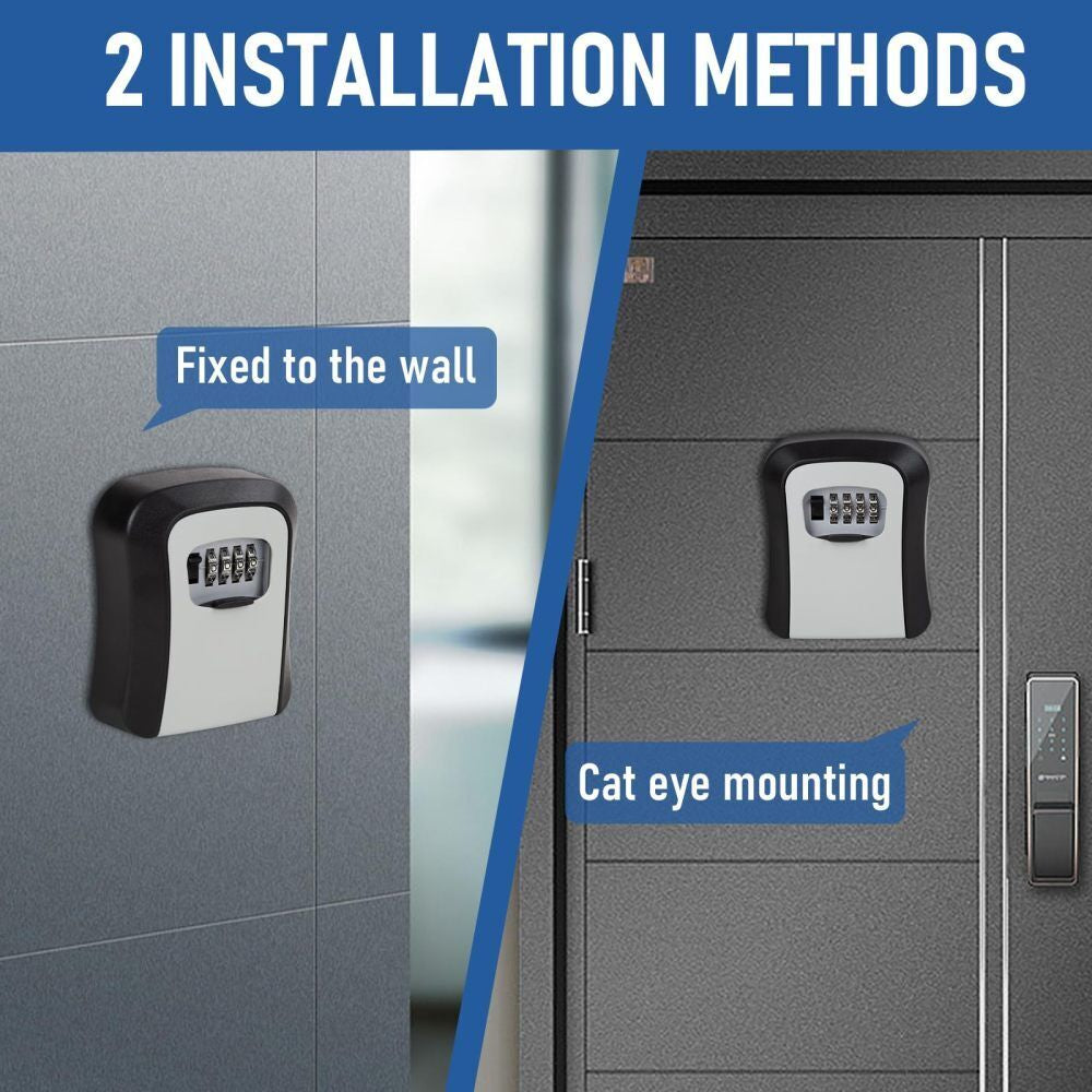 Wall Mounted Key Safe - 4 Digits Combination Key Safe Outdoor Key Lock Box UK