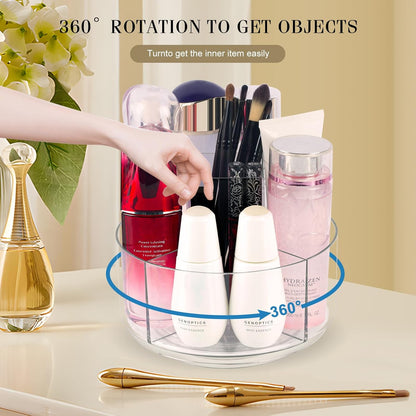 360° Rotating Makeup Organizer Clear Lazy Susan Organizer for Vanity, Cosmetic Display Cases for Bathroom Countertop, Makeup Storage Organisers, Desktop Dresser Sundries Storage Boxes
