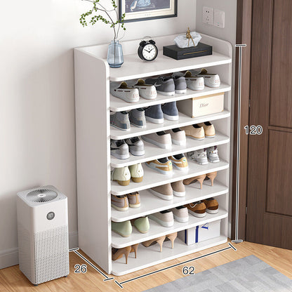 5-8 Tier White Wooden Hallway Shoe Rack Open Shelves Shoe Cabinet Storage Unit