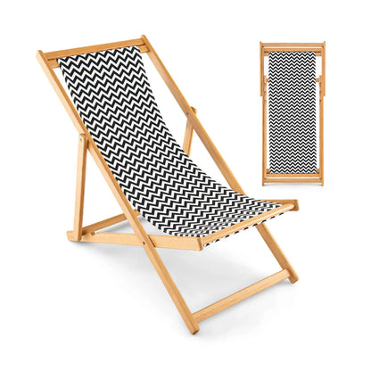 Folding Bamboo Sling Chair Reclining Chair with Adjustable Backrest