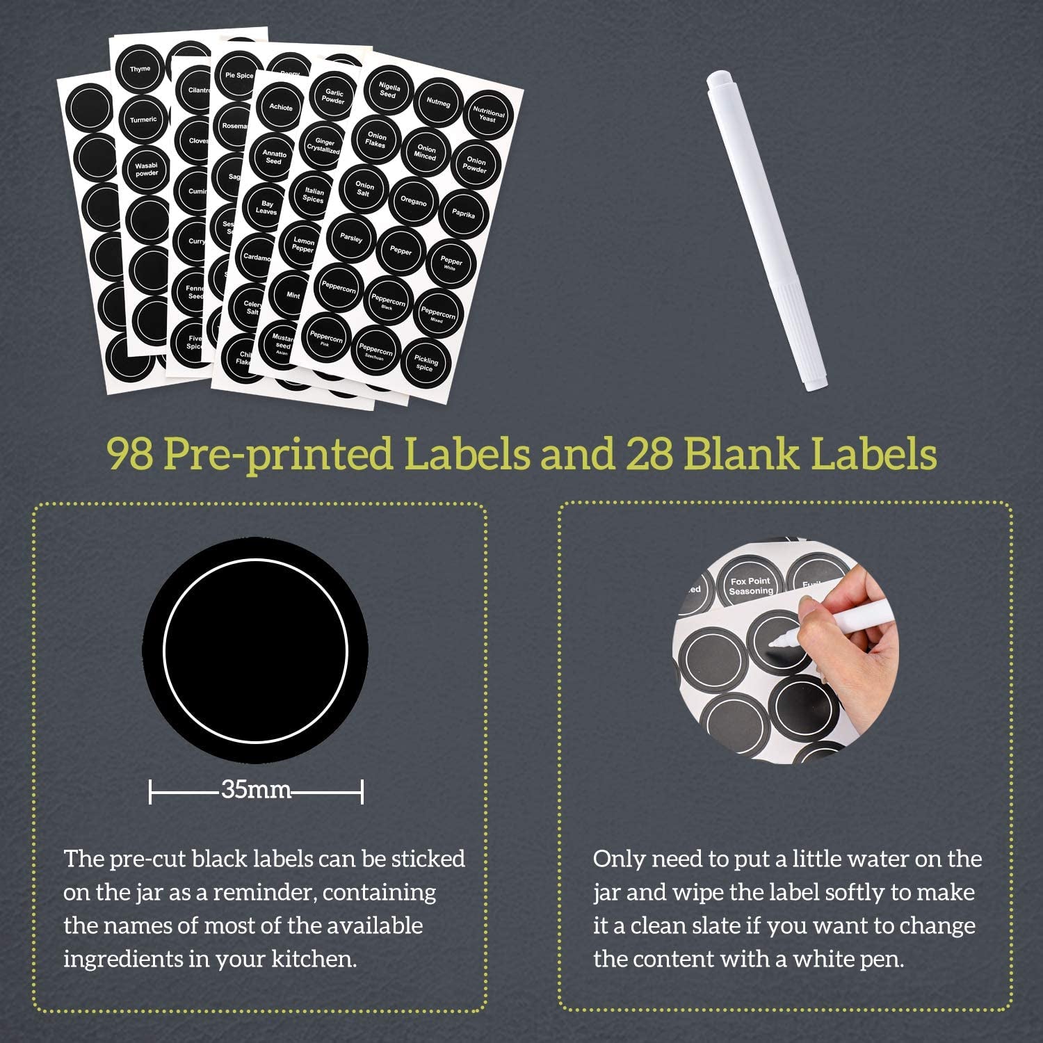 14-Piece Glass Mason Spice Jar Set with Labels - 4 oz Empty Spice Bottles with Shaker Lids and Airtight Metal Caps - Includes Chalk Marker and Collapsible Funnel for Herbs, Spices, Jams, and Crafts