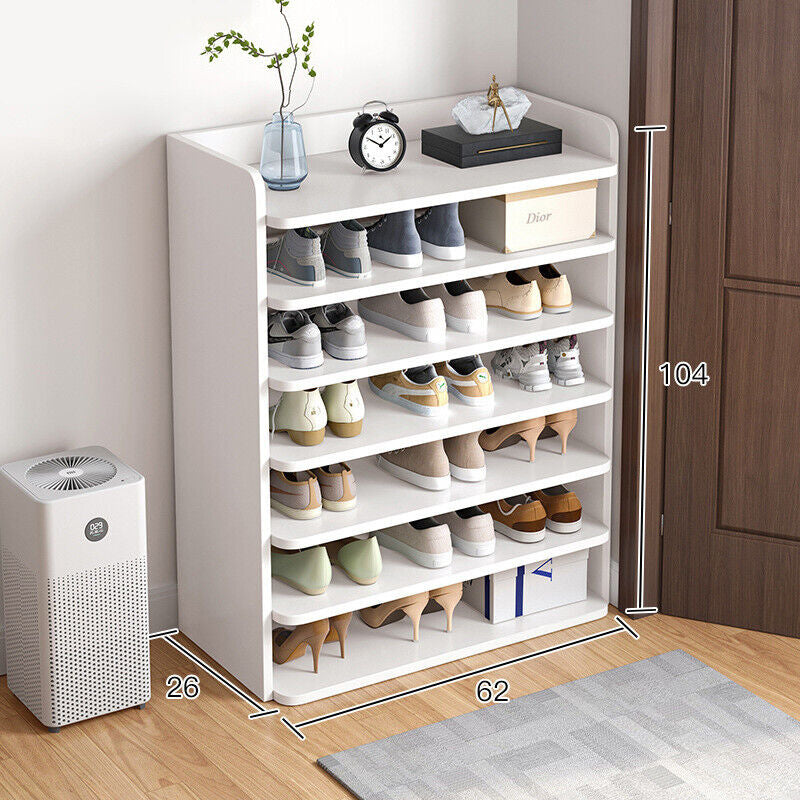 5-8 Tier White Wooden Hallway Shoe Rack Open Shelves Shoe Cabinet Storage Unit