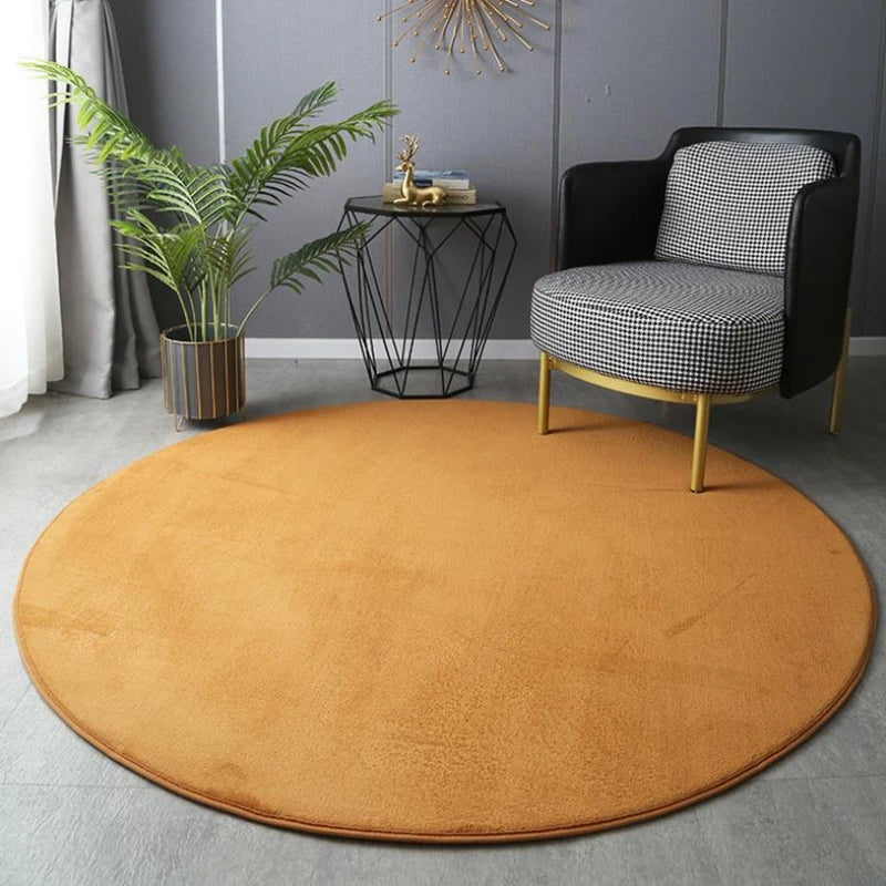 Gray Coral Velvet Carpet round for Home Living Room Coffee Table Floor Rug Short Plush Foot Mat Children'S Play Crawling Carpets