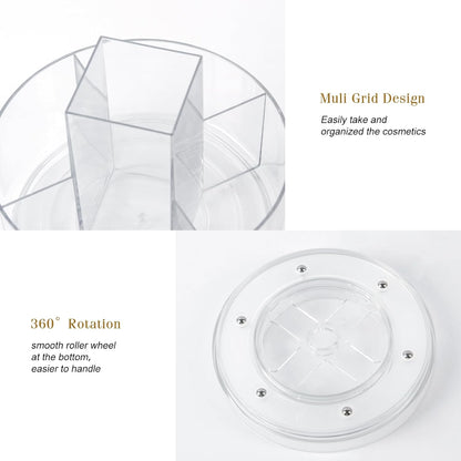 360° Rotating Makeup Organizer Clear Lazy Susan Organizer for Vanity, Cosmetic Display Cases for Bathroom Countertop, Makeup Storage Organisers, Desktop Dresser Sundries Storage Boxes