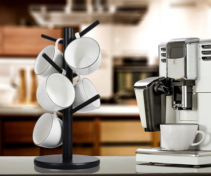 Mug Holder Tree, Coffee Cup Holder with 6 Hooks (Black)