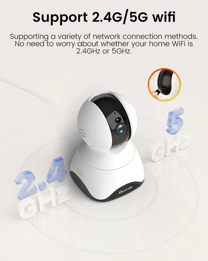 2.5K Pet Camera, 5G/2.4G Wifi Cameras for Home Security, 360° Pan/Tilt Indoor Camera for Dog/Cat, Baby Monitor, Phone App, Motion Tracking & Alerts, Night Vision, Two-Way Audio, Support Alexa