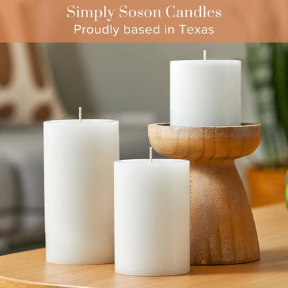 Set of 3 Unscented White Pillar Candles, 3x6 Inch, Smooth Texture, Dripless Design - Perfect for Weddings, Parties, Spas, Dinners, Home Decor, and Church Events