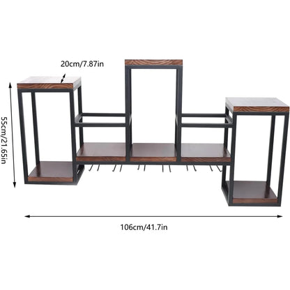 Wall Mounted Wine Rack Shelf Industrial Hanging Wine Bottle Display Wine Storage Storage Rack Ceiling Wine Glass Rack