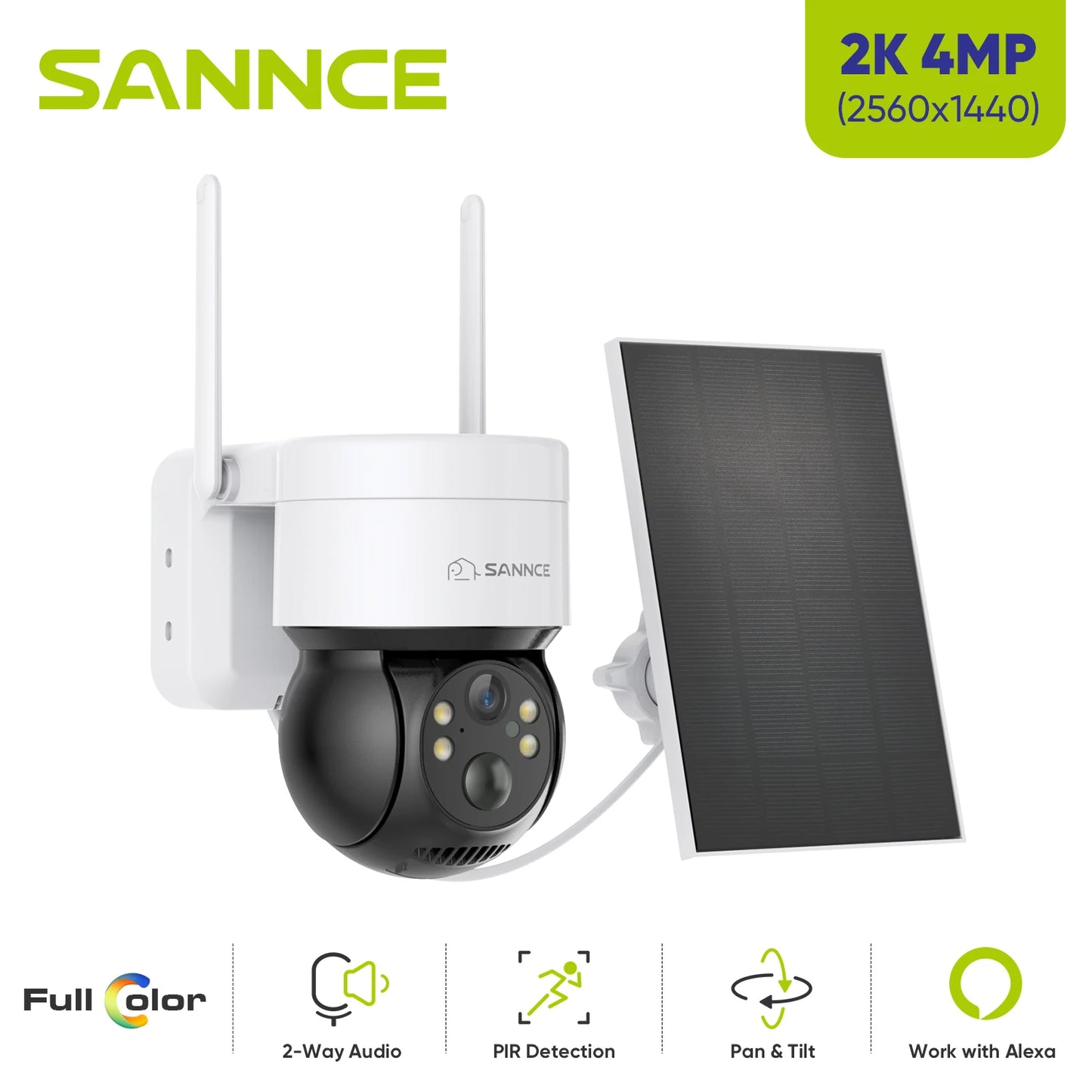 Annke 4MP Wifi Video Security Surveillance Camera Two Way Audio 18650 Rechargeable Battery with Solar Panel Outdoor 128G Storage