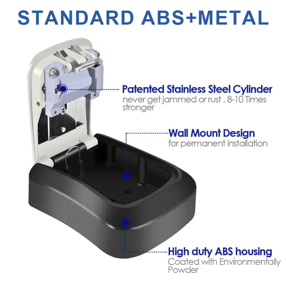 Wall Mounted Key Safe - 4 Digits Combination Key Safe Outdoor Key Lock Box UK