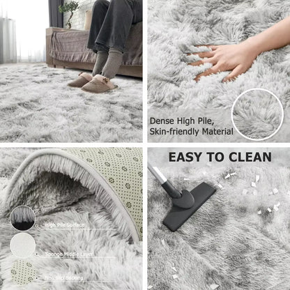 Gray Carpet for Living Room Plush Rug Bed Room Floor Fluffy Mats Anti-Slip Home Decor Rugs Soft Velvet Carpets Kids Room Blanket