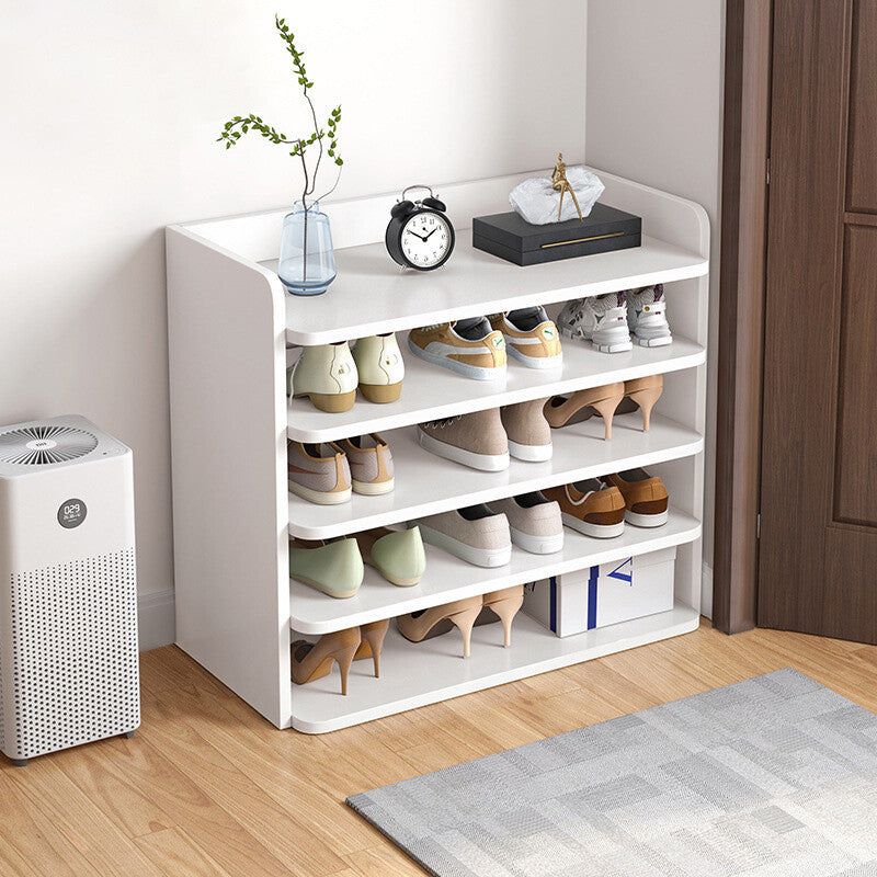 5-8 Tier White Wooden Hallway Shoe Rack Open Shelves Shoe Cabinet Storage Unit