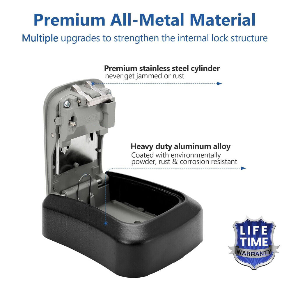 Wall Mounted Key Safe - 4 Digits Combination Key Safe Outdoor Key Lock Box UK