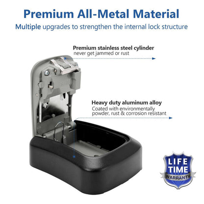 Wall Mounted Key Safe - 4 Digits Combination Key Safe Outdoor Key Lock Box UK