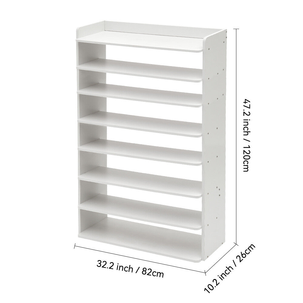 5-8 Tier White Wooden Hallway Shoe Rack Open Shelves Shoe Cabinet Storage Unit