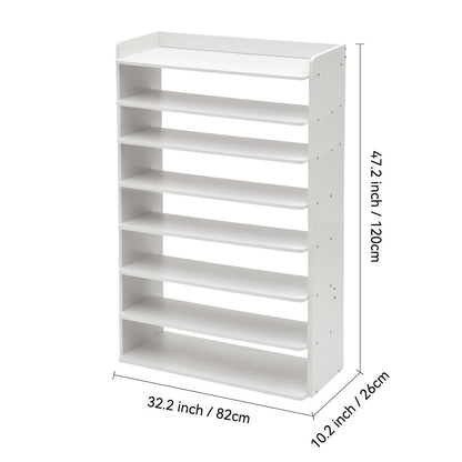 5-8 Tier White Wooden Hallway Shoe Rack Open Shelves Shoe Cabinet Storage Unit