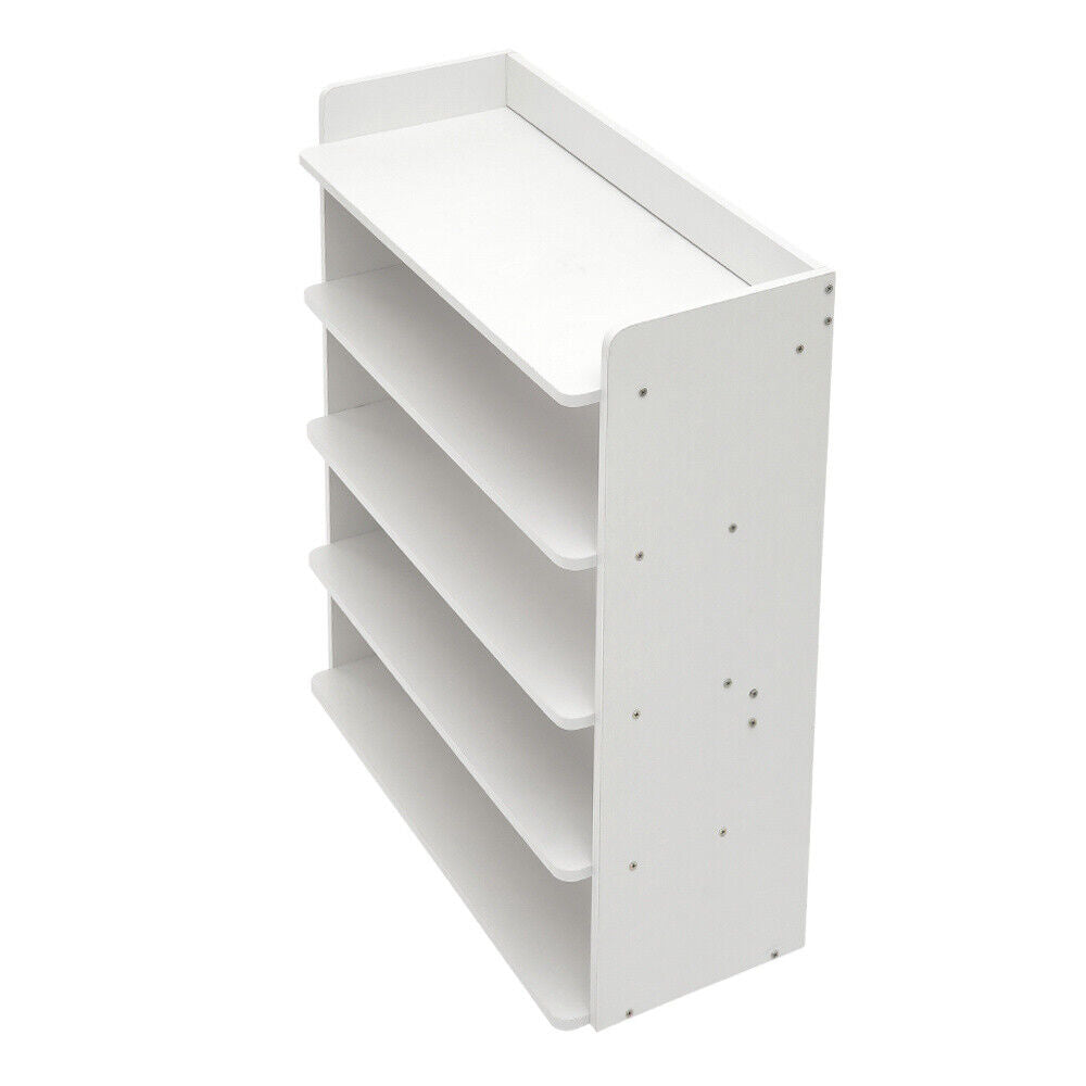 5-8 Tier White Wooden Hallway Shoe Rack Open Shelves Shoe Cabinet Storage Unit