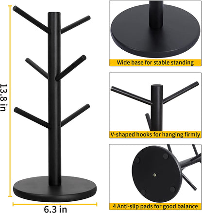 Mug Holder Tree, Coffee Cup Holder with 6 Hooks (Black)