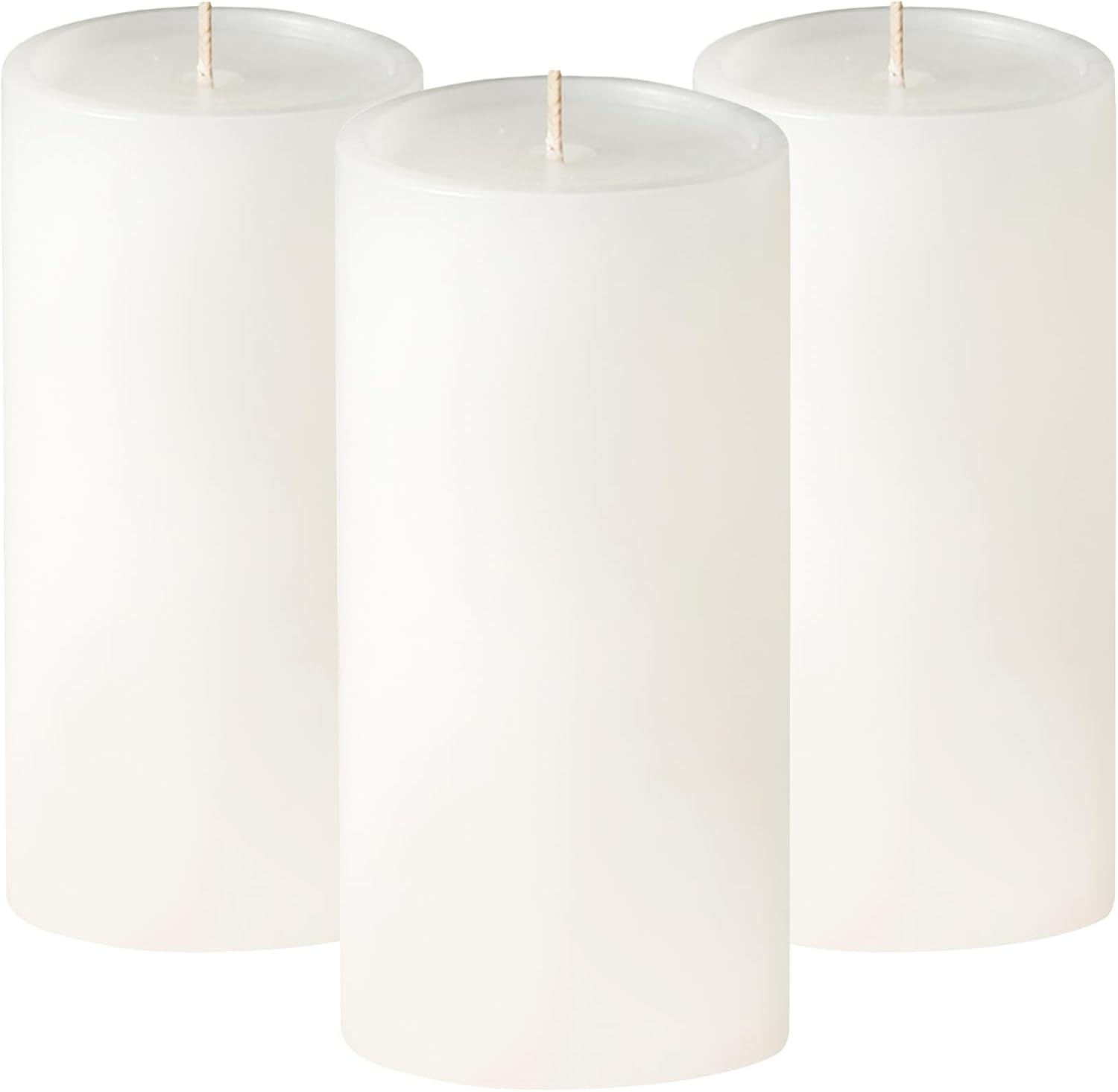 Set of 3 Unscented White Pillar Candles, 3x6 Inch, Smooth Texture, Dripless Design - Perfect for Weddings, Parties, Spas, Dinners, Home Decor, and Church Events