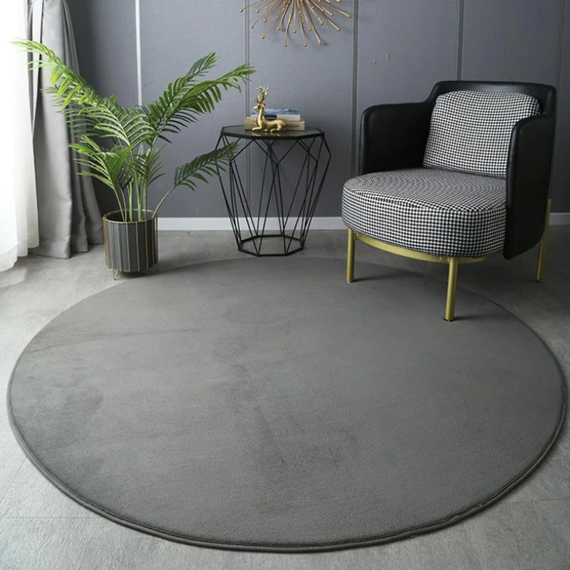 Gray Coral Velvet Carpet round for Home Living Room Coffee Table Floor Rug Short Plush Foot Mat Children'S Play Crawling Carpets