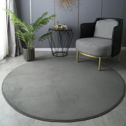 Gray Coral Velvet Carpet round for Home Living Room Coffee Table Floor Rug Short Plush Foot Mat Children'S Play Crawling Carpets