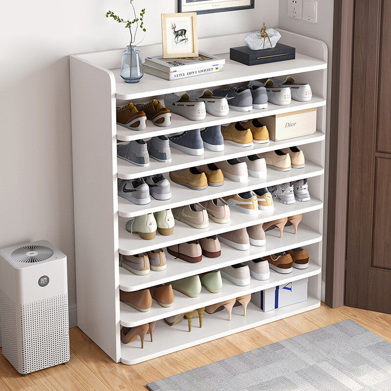 5-8 Tier White Wooden Hallway Shoe Rack Open Shelves Shoe Cabinet Storage Unit