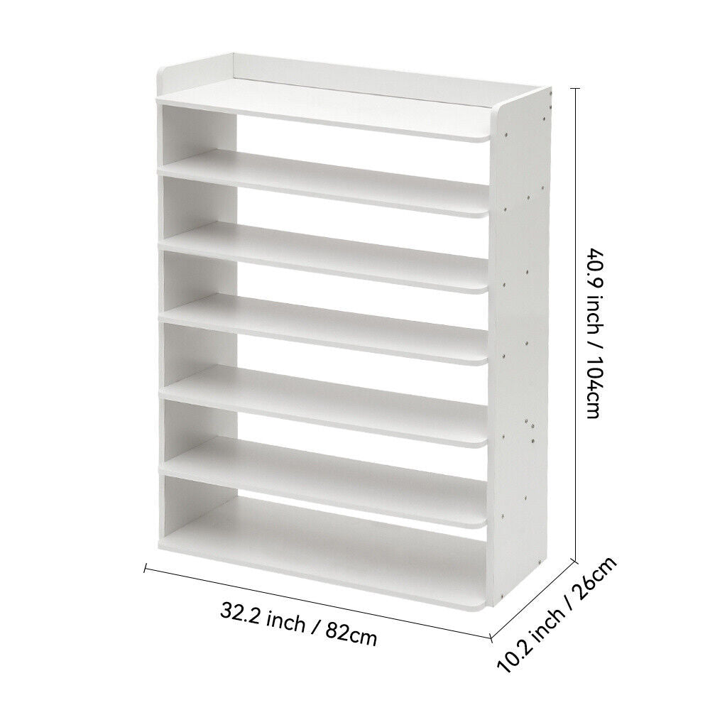 5-8 Tier White Wooden Hallway Shoe Rack Open Shelves Shoe Cabinet Storage Unit